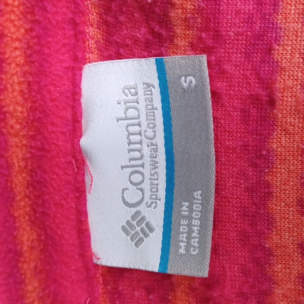 Columbia Glacial Fleece Striped Pink/Orange 1/4 Zip Top- Sz. Sm - Picture 3 of 8